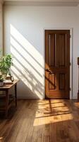 moderno piccolo iscrizione modo Casa porta architettura con luce del sole foto