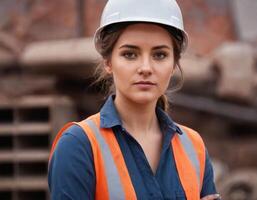 un' costruzione lavoratore nel il bianca casta. foto