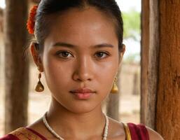 cambogiano bellezza con gioielleria. foto