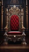 trono con rosso cuscino. . foto