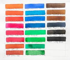 acquerello colorato pennellate sfondo isolato su bianco. set di strisce di pennello acquerello. tratti di inchiostro. pennellata di tipo piatto. foto