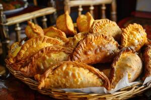 assortito empanadas cibo. fritte al forno Pasticcino pasto. foto