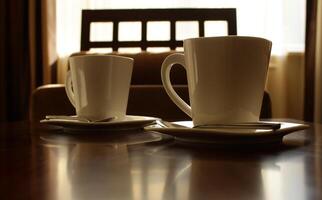 tè impostato con tazze e piattini nel giapponese stile foto