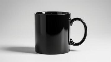 ai generato un' fotografia di un' pianura nero caffè boccale su un' bianca sfondo. generato di artificiale intelligenza. foto