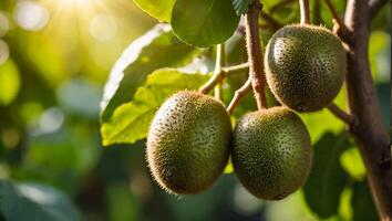 maturo Kiwi su un' ramo di il giardino raccogliere foto