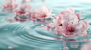 sakura rami e acqua gocce nel un' tranquillo, calmo primavera foto