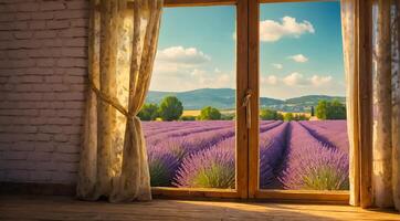 finestra lavanda campo foto