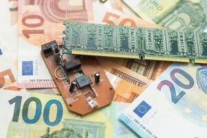 5 Euro banconote Il prossimo per il micro-schemi. superiore Visualizza. foto