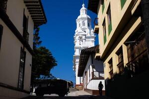 bellissimo soleggiato giorno a il eredità cittadina di salamina collocato a il caldas Dipartimento nel Colombia. foto
