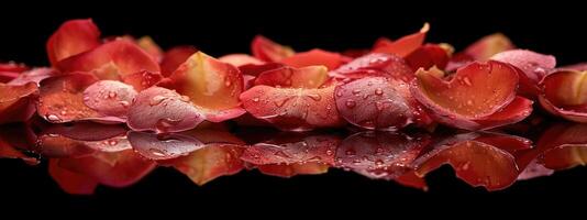 rosa petalo ritratto su nero sfondo foto