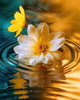 galleggiante fiore con giallo petali foto