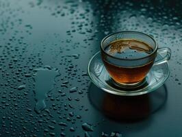 caffè nel bicchiere tazza su bagnato superficie foto