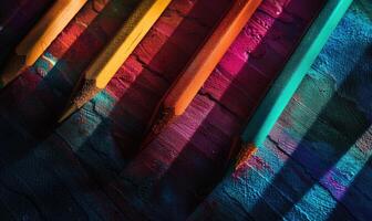 colorato matite getto ombre su un' strutturato superficie foto