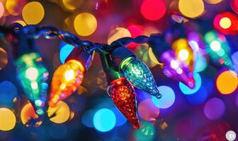 avvicinamento di colorato bokeh luci illuminante, festivo notte astratto sfondo foto