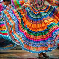 ai generato latino ballerini nel tradizionale messicano vestito danza a parata o culturale Festival nel Messico latino America, ai generato foto