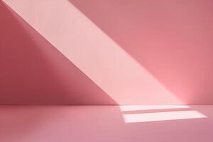 ai generato vuoto camera con rosa muri, calcestruzzo pavimento e luce del sole. 3d interpretazione foto