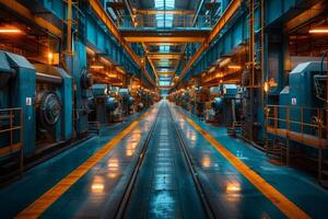 industriale fabbrica produzione linea. interno di il workop. foto