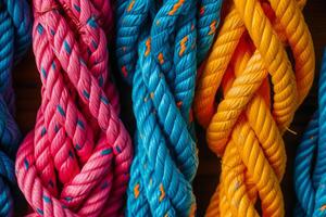 ai generato colorato corde legato insieme foto