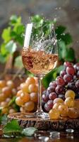 ai generato bicchiere di vino con uva foto