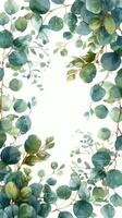 ai generato verde le foglie acquerello pittura su bianca sfondo foto