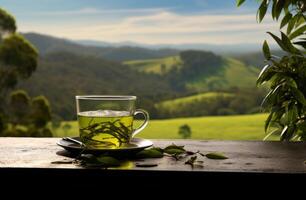 ai generato tè un' verde fermentato tè foto