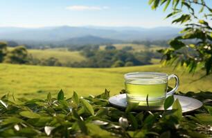 ai generato tè un' verde fermentato tè foto