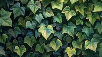 ai generato verde le foglie adornare parete foto