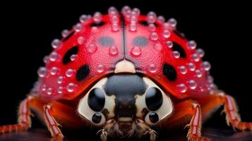 ai generato iper Ingrandisci macro di un' di coccinella macchiato guscio. generativo ai foto