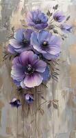 ai generato un olio pittura di viola fiori è incluso foto