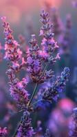 ai generato vicino su di lavanda fiori foto