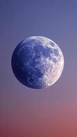 ai generato blu Luna nel cielo con rosa e blu sfondo foto