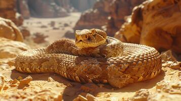 grande Marrone serpente posa su superiore di un' roccia foto