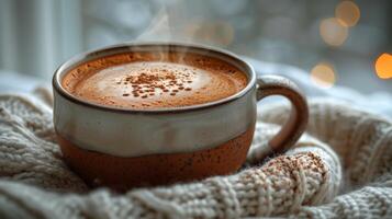 un' tazza di caldo cioccolato su un' piattino foto