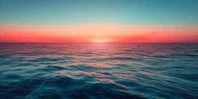 ai generato sereno oceano tramonto tranquillo acqua sotto vivace cieli foto