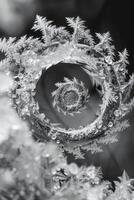 cristallo spirale congelato acqua abilità artistica nel un' invernale macro mondo foto