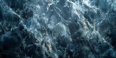 intricato ghiaccio modelli su buio marino blu marmo struttura foto