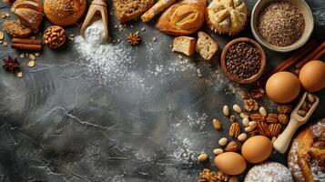 un' gruppo di pane su un' tavolo foto