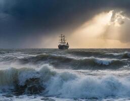 nave su il orizzonte foto