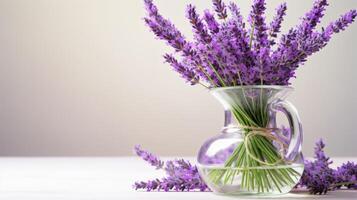 appena tagliare lavanda gruppi nel bicchiere contenitore foto