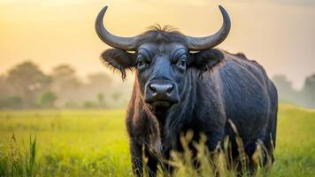 selvaggio bufalo nel il erba foto