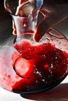 rosso vino essere servito nel un' caraffa durante degustazione foto