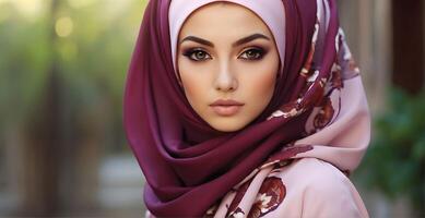 giovane adulto donne indossare hijab nel un' bellissimo stile foto