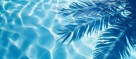 un' blu piscina con un' palma albero nel il acqua foto