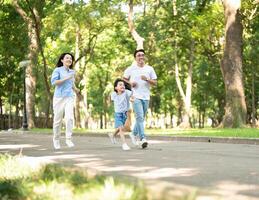 foto di giovane asiatico famiglia a parco