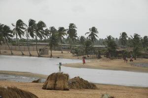 pescatori villaggio a il spiaggia di mille dollari popò, benin foto