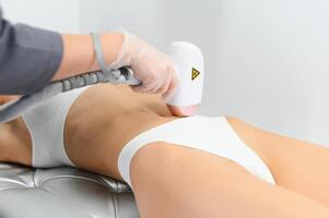 laser capelli rimozione di il bikini la zona. epilazione, depilazione, corpo cura, rimozione di indesiderato capelli, cosmetologia foto