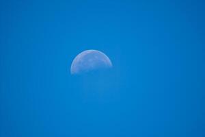 metà Luna nel il giorno cielo avvicinamento foto