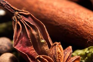 esplorando il bellezza di macro spezie e erba sfondo, un' saporito arazzo di culinario ispirazione foto