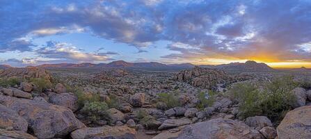 panoramico immagine di damaraland nel namibia durante tramonto foto