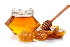 miele con Favo isolato su bianca sfondo.. foto